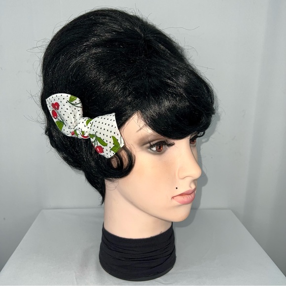 Cherries and Polka Dot Retro Bandana Knotted Hair Bow - Picture 3 of 11